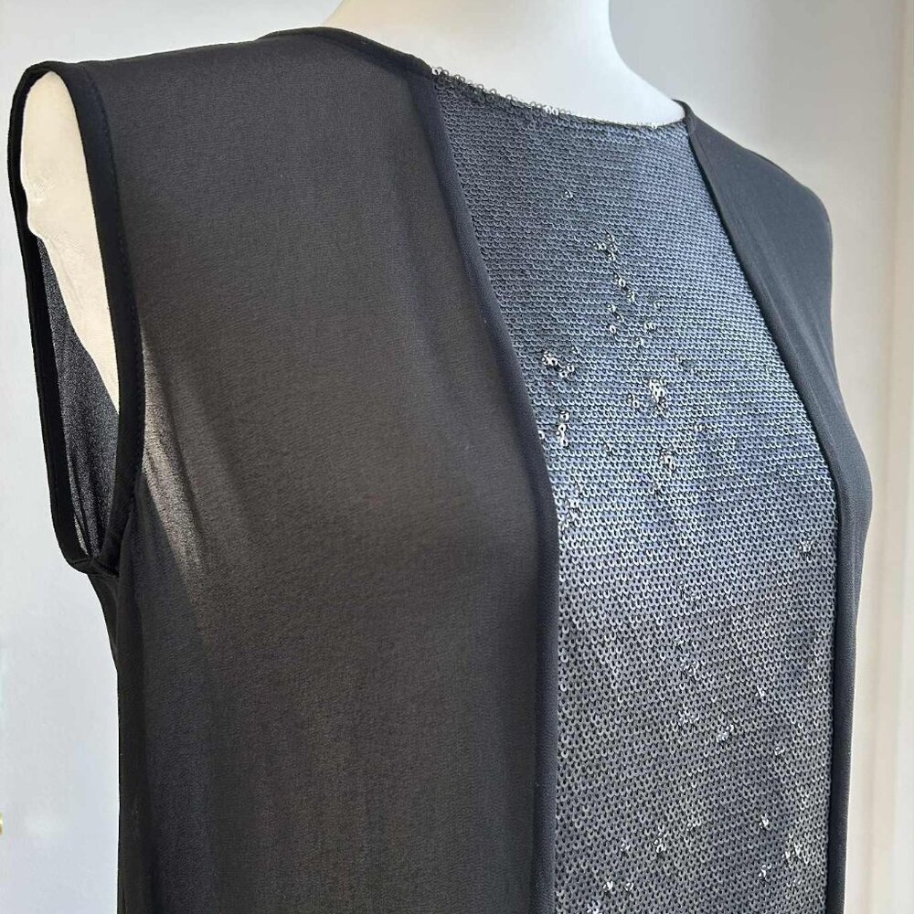 Rudsak Black Sheer Chiffon Sleeveless Tunic with Sequin Panels – US S